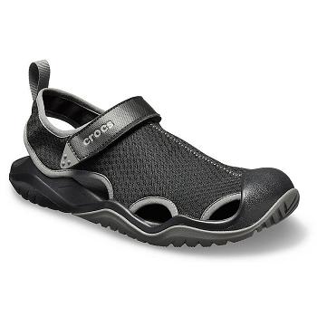 Crocs Swiftwater Mesh Deck Cierne - Panske Sandále